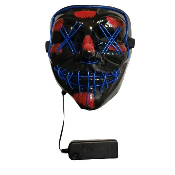 Led Plastic Glow Mask 3 Mode Lighting Halloween Cosplay Rave Club Party Purge - Picture 2 of 6